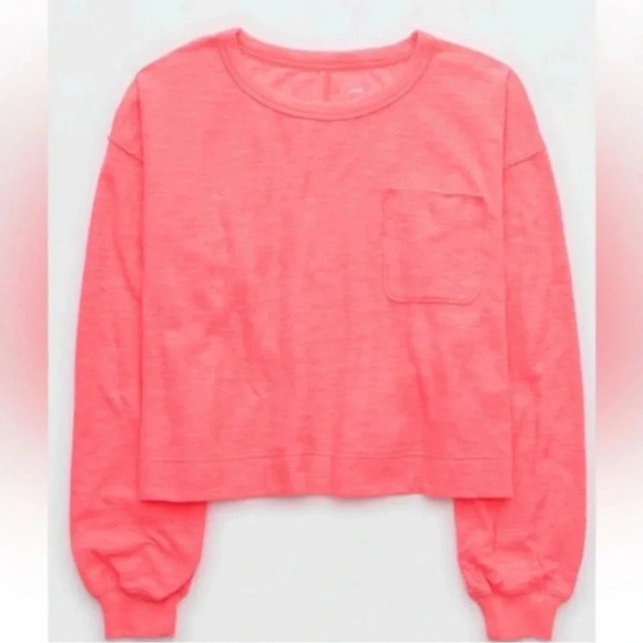 Aerie Endless Summer Oversized Pink Crew Sweatshirt NWT - Picture 4 of 9